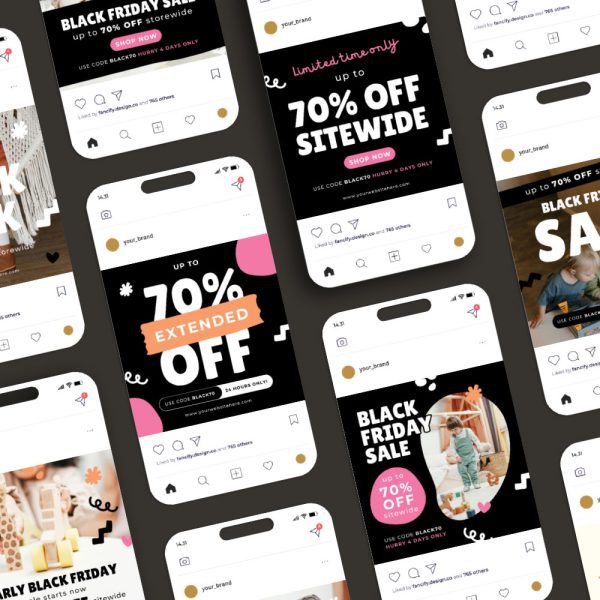 Black Friday Bright Kids Instagram Canva Templates - Image 2