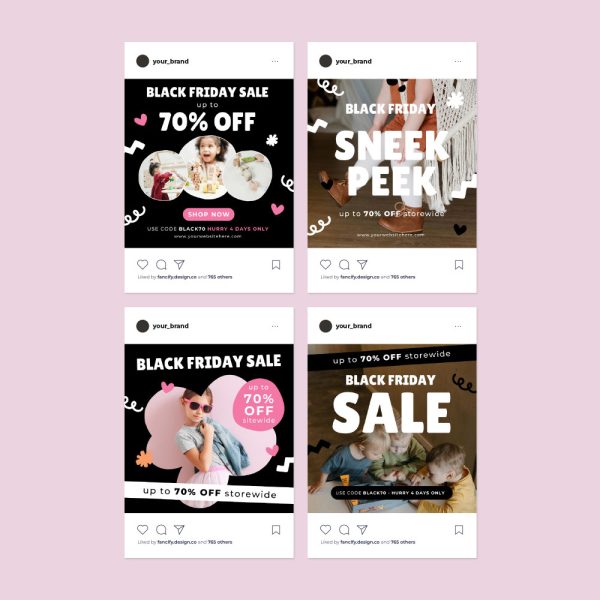 Black Friday Bright Kids Instagram Canva Templates - Image 5